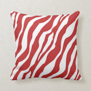 Girly Wild Red Zebra Print Throw Pillow