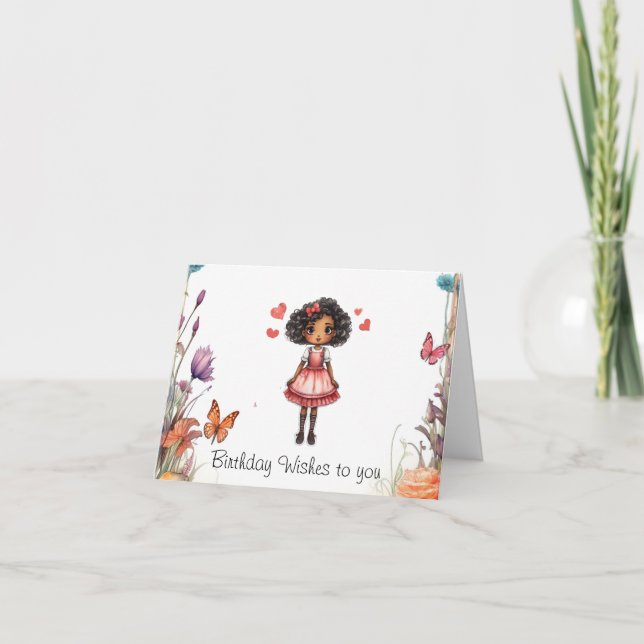 Girly Wish Birthday greetings Thank You Card (Front)