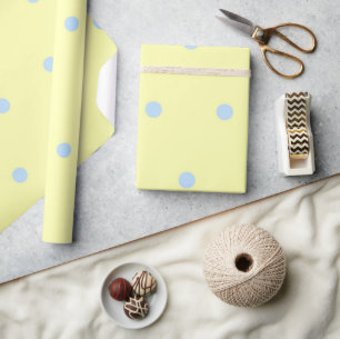 Girly Yellow & Blue Polka Dots Pattern Wrapping Paper