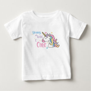 Girly Young Wild One Unicorn 1st Birthday Baby T-Shirt