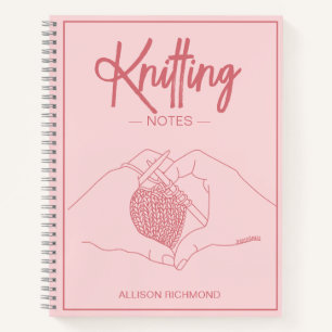 Girly Your Name Heart Hands Illustration Knitting  Notebook