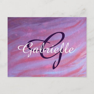 Girly Zebra Abstract Cute Pink Purple Monogram Postcard