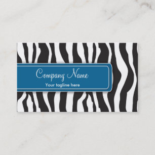 Girly Zebra Print Business Card in Blue