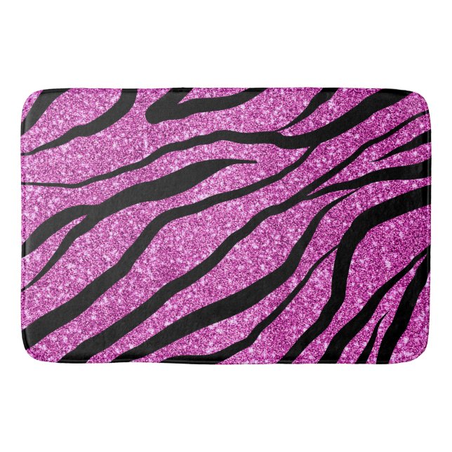 Girly Zebra Stripes Pattern Bath Mat (Front)