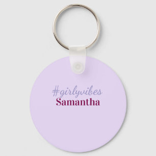 Girlyvibes hashtag light purple pink female vibes keychain