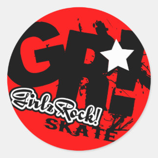 GirlzRock! Go Big Skate Classic Round Sticker