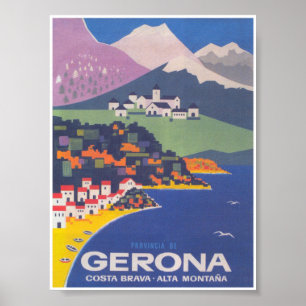 Girona Spain Vintage Travel Poster