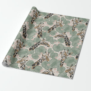 Girrafe earth toned vintage inspired  wrapping paper