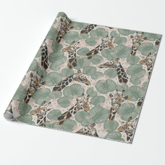 Girraffe earth toned vintage inspired wrapping paper
