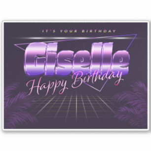 Giselle Name First name lila retro Sticker Birthda