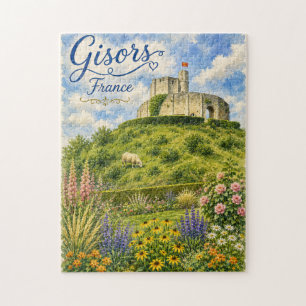 Gisors France Chateau Normandy watercolor Jigsaw Puzzle