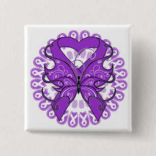 GIST Cancer Butterfly Circle of Ribbons 2 Inch Square Button