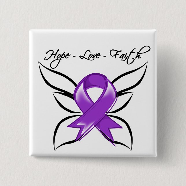 GIST Cancer Hope Love Faith 2 Inch Square Button (Front)