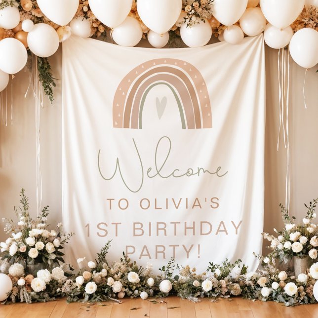 GITA Pastel Rainbow 1st Birthday Welcome Sign  Tap Tapestry (Creator Uploaded)