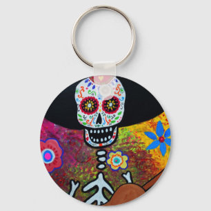 Gitarero Serenata Dia de los Muertos Keychain
