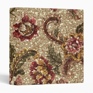 Gittery Earthtone Floral Tapestry Binder