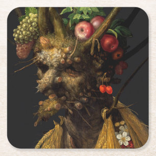 Giuseppe Arcimboldo - Four Seasons in One Head Square Paper Coaster