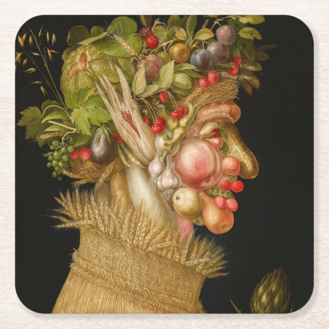 Giuseppe Arcimboldo - Summer Square Paper Coaster (Front)