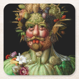 Giuseppe Arcimboldo - Vertumnus Square Paper Coaster
