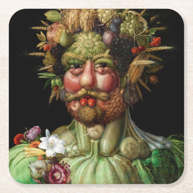 Giuseppe Arcimboldo - Vertumnus Square Paper Coaster (Front)