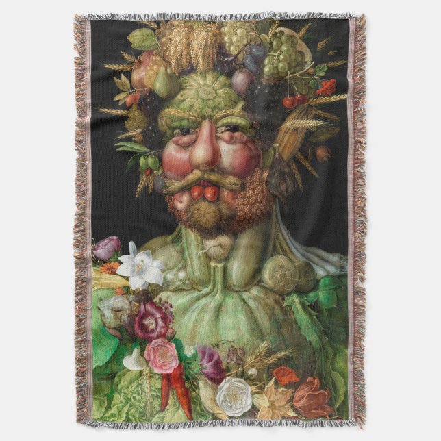 Giuseppe Arcimboldo - Vertumnus Throw Blanket (Front Vertical)
