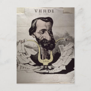 Giuseppe Verdi , caricature, 1860's Postcard