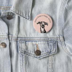 Give a Galgo a happy home, pink, grey black 2 Inch Round Button
