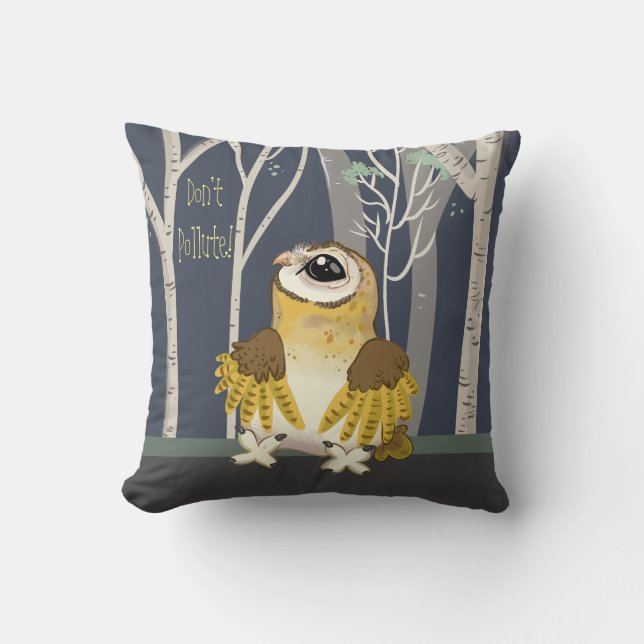Give a Hoot! Barn Owl Throw Pillow (Front)