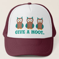 Give a HOOT Wise Cartoon Brown Owl Bird Eyes
