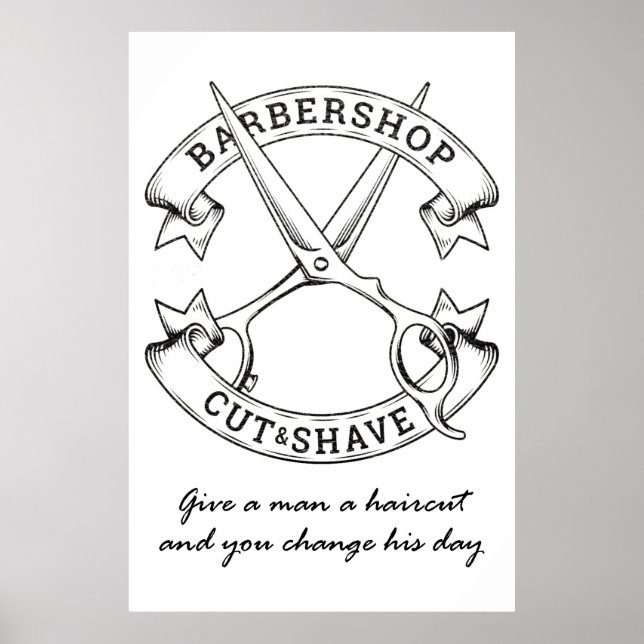 Give a man a haircut poster (Front)