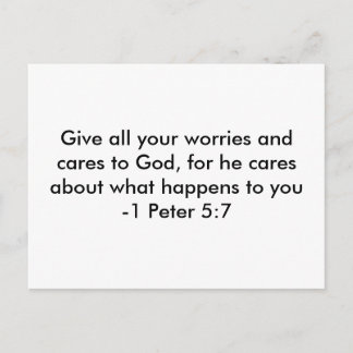 Give all your worries and cares to God, for he ... Postcard