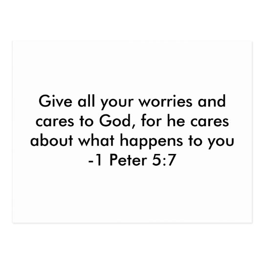 Give all your worries and cares to God, for he ... Postcard