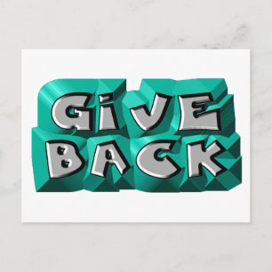 Give Back Quote Wisdom Teal Grey Chiseled Letter Postcard