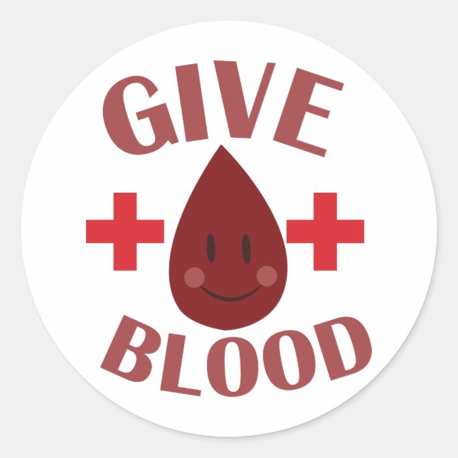 Give Blood Classic Round Sticker (Front)