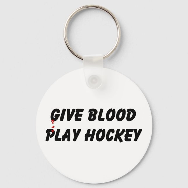 Give Blood Play Hockey Keychain (Front)