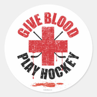 Give Blood Play Hockey v1 Classic Round Sticker