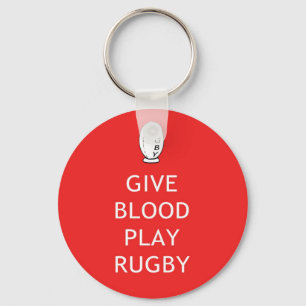Give Blood Play Rugby Keychain