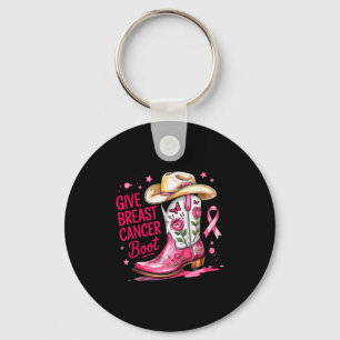 Give Breast Cancer The Boot Breast Cancer Nk Ribbo Keychain