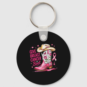 Give Breast Cancer The Boot Breast Cancer Nk Ribbo Keychain