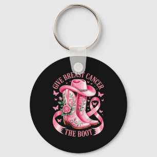 Give Breast Cancer The Boot Cowgirl Breast Cancer Keychain