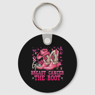 Give Breast Cancer The Boot Cowgirl Breast Cancer  Keychain