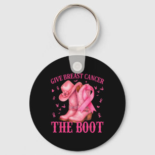 Give Breast Cancer The Boot Cowgirl Cancer Awarene Keychain