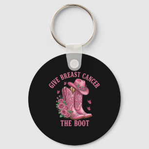 Give Breast Cancer The Boot Cowgirl Cancer Awarene Keychain