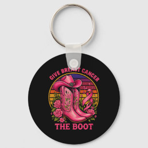 Give Breast Cancer The Boot Cowgirl Cancer Awarene Keychain