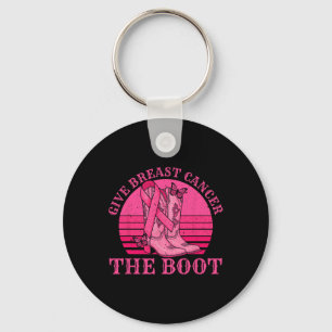 Give Breast Cancer The Boot Cowgirl Cancer Awarene Keychain