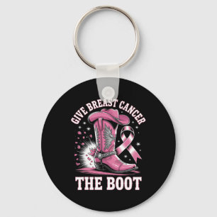Give Breast Cancer The Boot Cowgirl Cancer Awarene Keychain