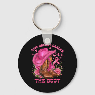 Give Breast Cancer The Boot Cowgirl Cancer Awarene Keychain