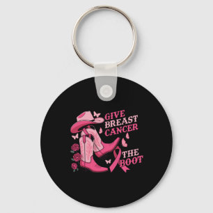 Give Breast Cancer The Boot Cowgirl Cancer Awarene Keychain