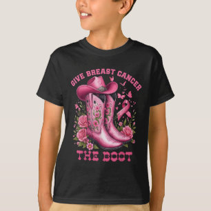 Give Breast Cancer The Boot Cowgirl Cancer Awarene T-Shirt