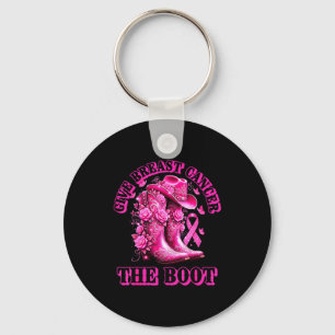 Give Breast Cancer The Boot Cowgirl Nk Ribbon West Keychain